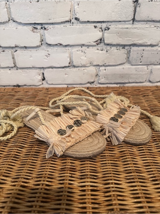 ASOS Shoes - ASOS Bohemian Beige Espadrille Sandal with Ankle Rope Trim Tie Size 9